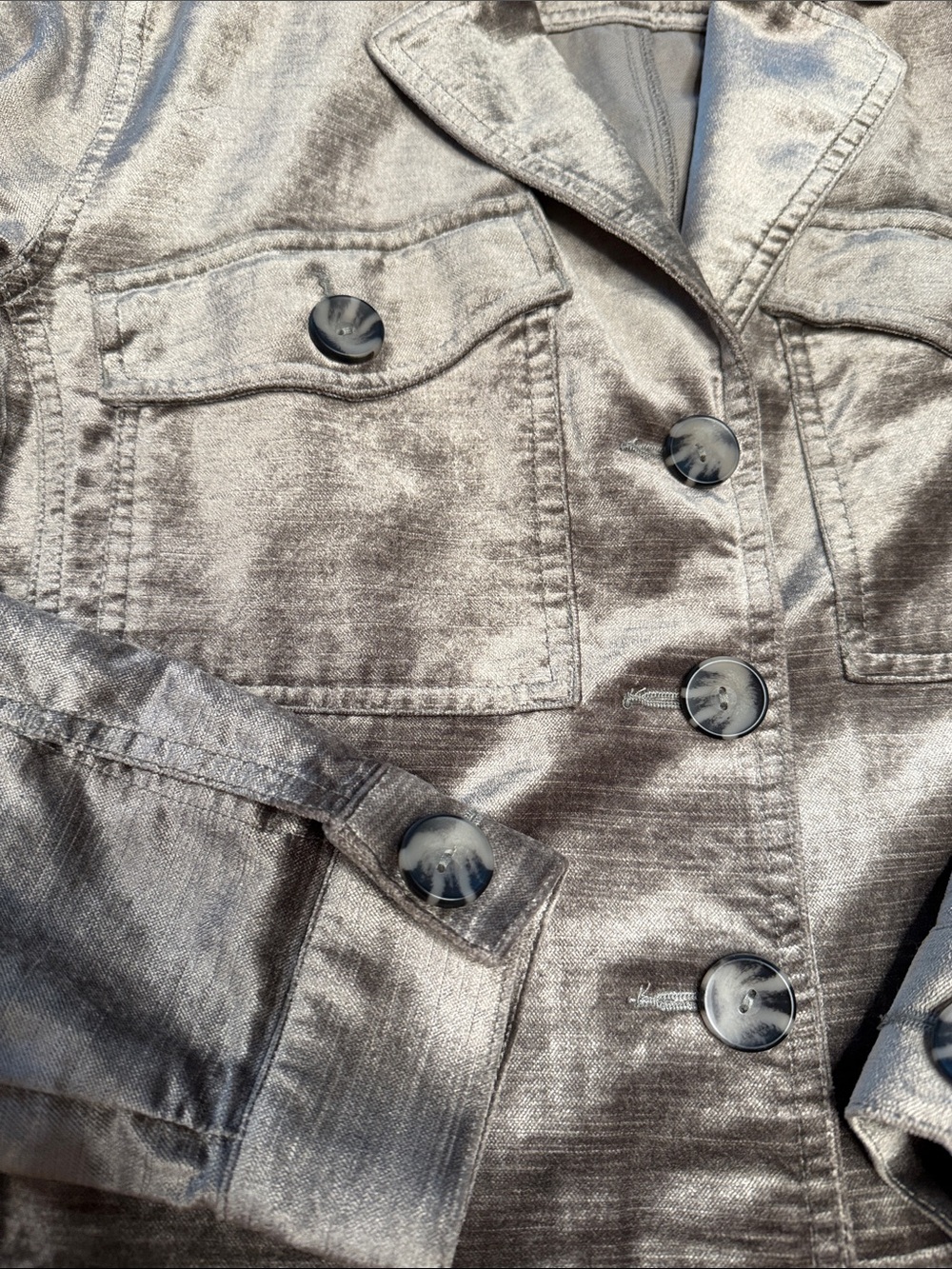 CAbi Velvet Utility Jacket in Silvery Gray - Picture 3 of 9